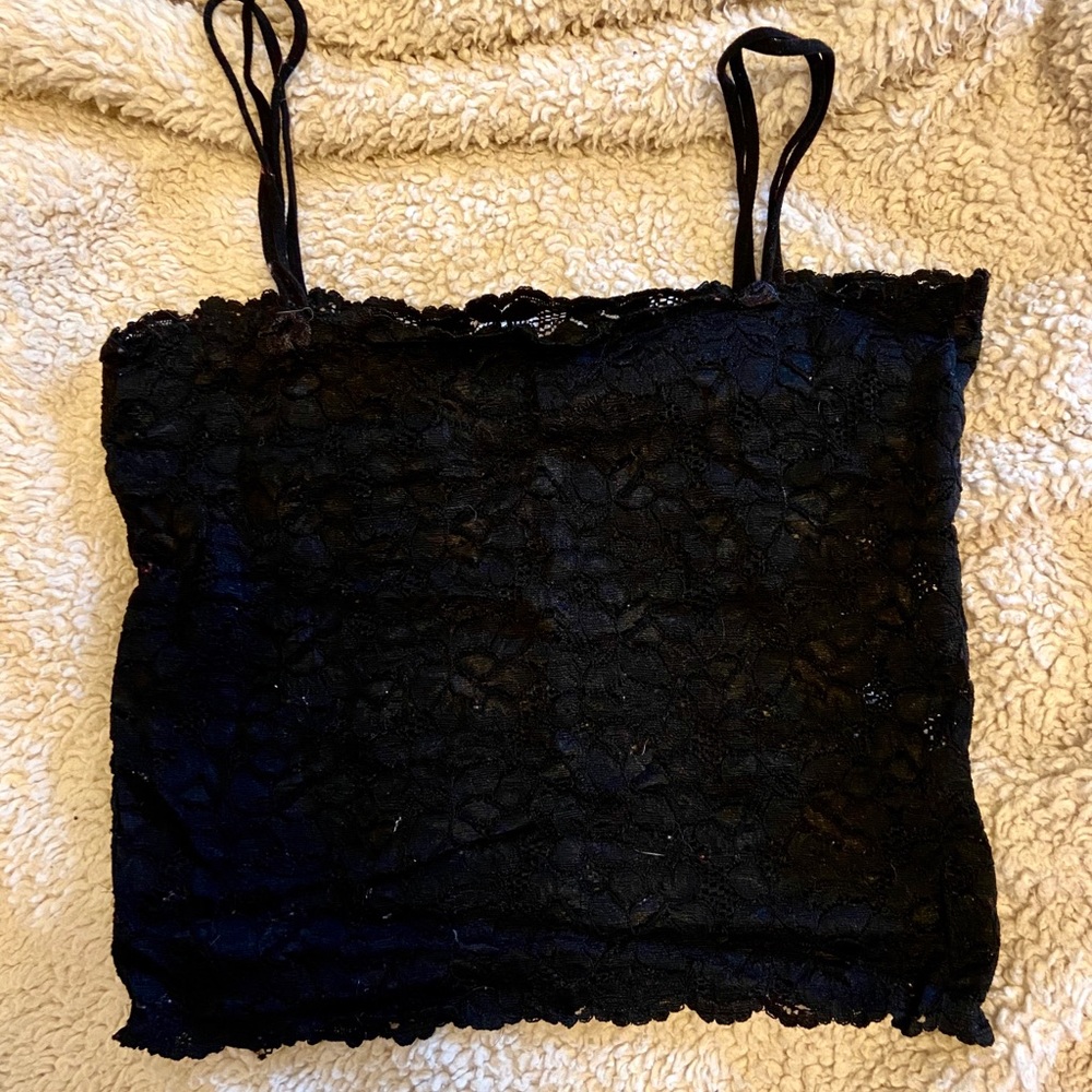 Black lace crop top